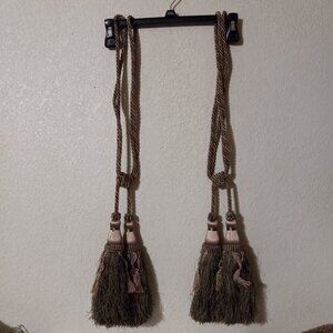 1 Pair Long Tassel Curtain Tie Backs 15" each strand